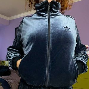 adidas velour zip up top